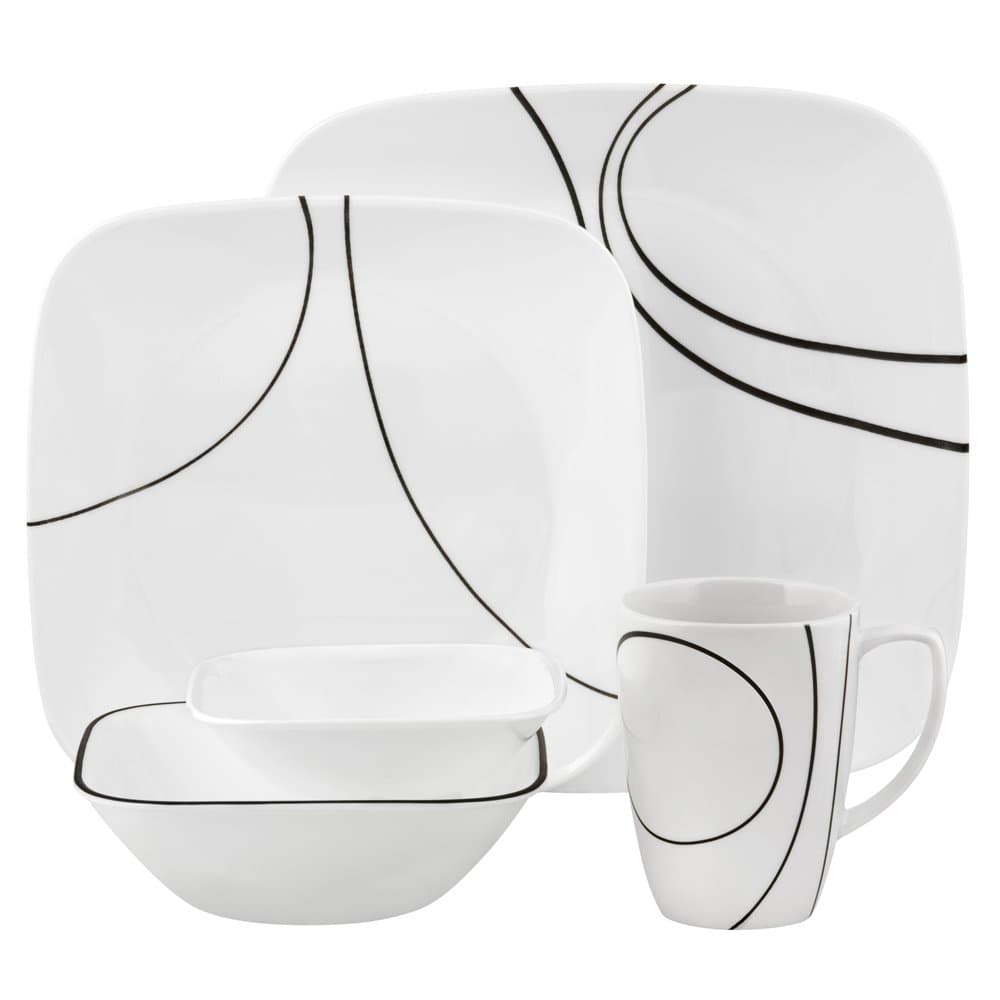 Corelle Square Simple Lines 30-Piece Dinnerware Set, Service for 6