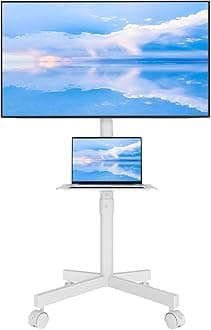 Mobile TV Stand for 23-60 Inch TVs, Rolling TV Stand with Locking Wheels, Adjustable Height, Media Shelf, Max VESA 400x400mm, Holds Up to 88lbs