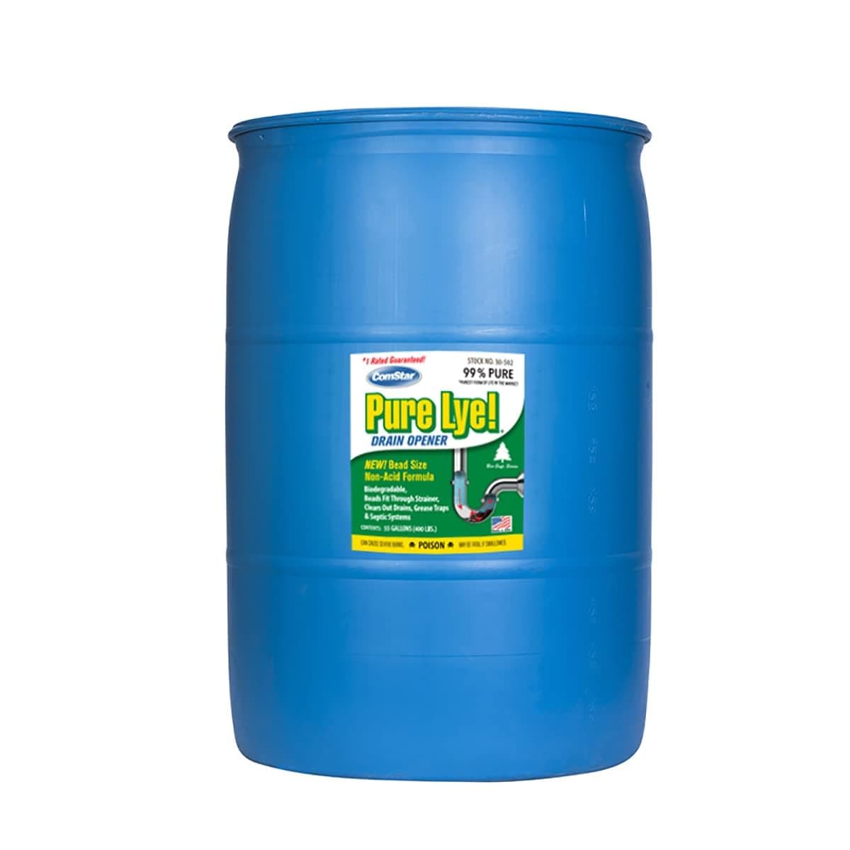 ComStar Pure Lye 400 Pound - Unique Sodium Hydroxide Beads | Drain Opener & Soap Making | Biodegradable, Eco-Friendly (30-502)