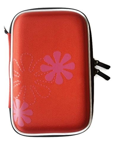 Portable Hard Drive Case - Red color with flower pattern