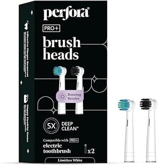 Perfora Replacement Brush heads for Perfora PRO+ Oscillating Electric Toothbrush | Rechargeable, 8800 RPM, 1 Mode, 2 min Auto Timer, 360° Motion - Limitless White