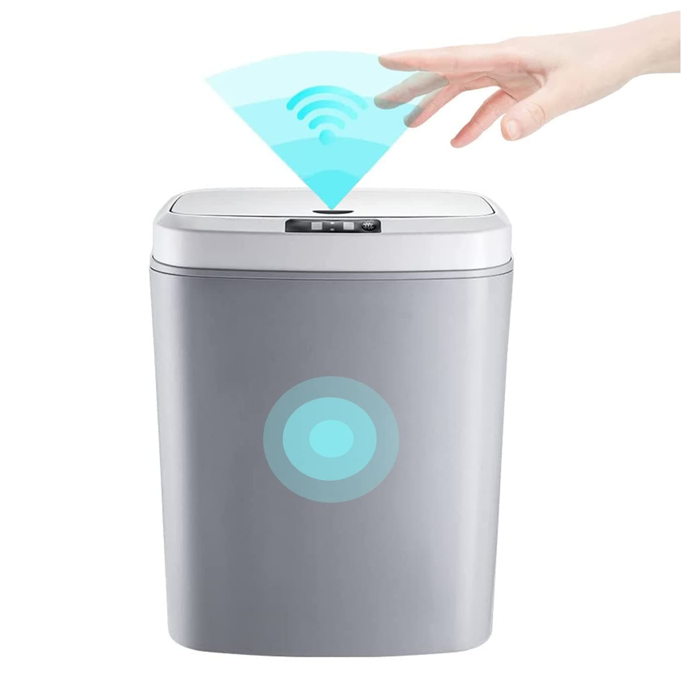 U-HOOME 16L Smart Waste Bin Inductive Trash Can, Touchless Bathroom Trash Can with Lid Sensor Kitchen Dustbin, Automatic Sensor Waste Basket for Kitchen Home Office Bedroom (Gray)