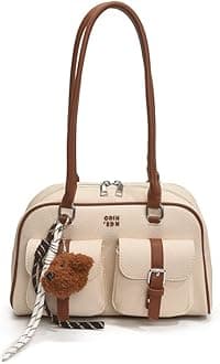 Shoulder Bag Retro Top Handle Bag Y2k 90s Multiple Pockets Designer Handbag Soft Trendy Underarm Purse