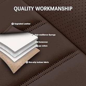 5 Seat Covers for Toyota FJ Cruiser 2007-2014,Premium Nappa Leather Car Seat Covers Car Seat Cushions,Waterproof Soft Seat Covers for Cars,Interior Accessories Airbag Compatible（Standard-Black&Coffee）