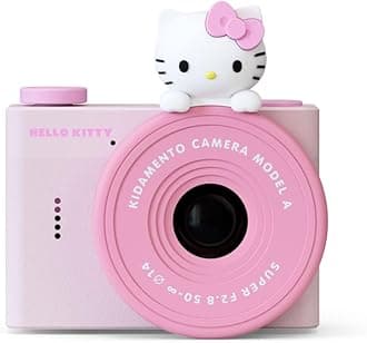 kiimento Mini Kids Digital Camera & Video Camcorder for Ages 3–5 with Selfie Lens, 32GB Memory Card, Adjustable Soft Strap Lanyard, Scavenger Hunt Momento Book – Model A (Hello Kitty)