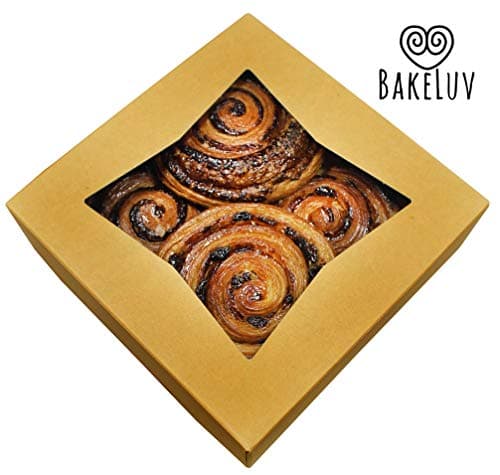 BAKELUV 8x8x2.5” Brown Bakery Boxes With Window | 25 Pack | Pastry Boxes with Window, Boxes for Strawberries, Dessert Boxes, Bakery Take Out Containers, 8x8 Bakery Boxes 8x8 Pastry Boxes