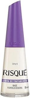 Nail Polish Risque Base Coat | Esmalte de Unhas | Fast Dry, Hypoallergenic, Long-Lasting, Extra Sparkle, Antiallergic, Made in Brazil | 0.3 oz, 8ml (Base Fortalecedora)