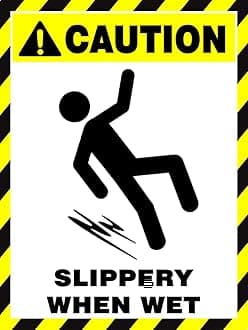 Caution Slippery when wet Sign Sticker (Indoor use Only)