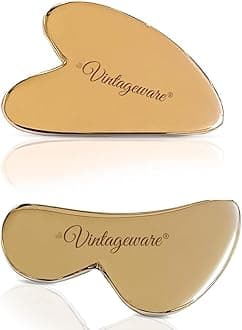 Vintageware® Kansa Gua Sha Combo | B-Shape & Heart-Shape Massage Tools for Face & Body | Relieves Muscle Pain, Promotes Skincare & Physical Therapy