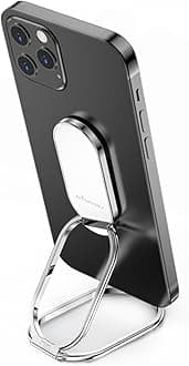 Phone Ring Holder Finger Kickstand 360°Rotation Cellphone Back Grip Foldable Cell Phone Stand for Desk Compatible with iPhone iPad Smartphones Tablets (Silver)