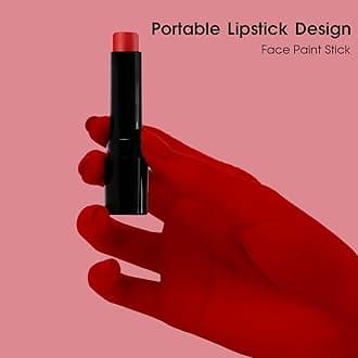 BADCOLOR Red Face Body Paint Eye Black Stick, Cream Blendable Face Painting Sticks for Sports Softball Football Baseball, Facepaint for Halloween Clown Joker Devil Cosplay Costume Parties Events