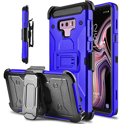 lovpec Hard Galaxy Note 9 Case, Kickstand Heavy Duty Protection Swivel Belt Clip Holster Full Body Protective Shockproof Phone Case Cover Compatible with Samsung Galaxy Note 9 / SM-N960U (Blue)