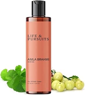 Life & Pursuits Amla Brahmi Hair Oil for Hair & Scalp Health - 100 ml Natural, Indian Ayurveda Oil for Healthy & Shiny Hair | Coconut, Castor, Sesame, Triphala, Gotukola