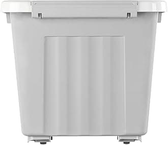 Cetomo 35L*3 Storage Boxes with Wheels, Plastic Storage Box with Lid, Latching Buckles, Click Closure, Stackable, Nesting, Durable Organizer for Home Office Clothes, Gray, 35L-3 Pack