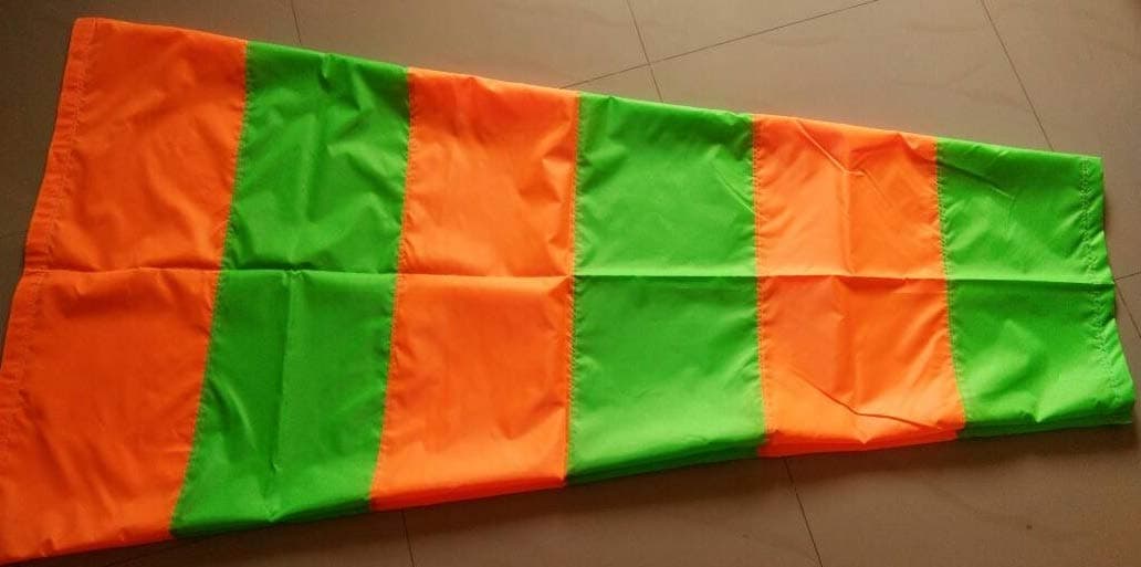 K T I® Windsock for Wind Direction 6 Feet Double Fabric Durable Waterproof Wind Direction Cloth with 5 Reflective Tapes for visibility in night Orange and Green Pack of 1
