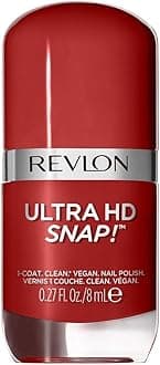 REVLON Ultra HD Snap Nail Color, Natural Rich Glossy Polish, 100% Vegan Formula, No Base or Top Coat Needed, 014 Red and Real, 0.27 fl oz
