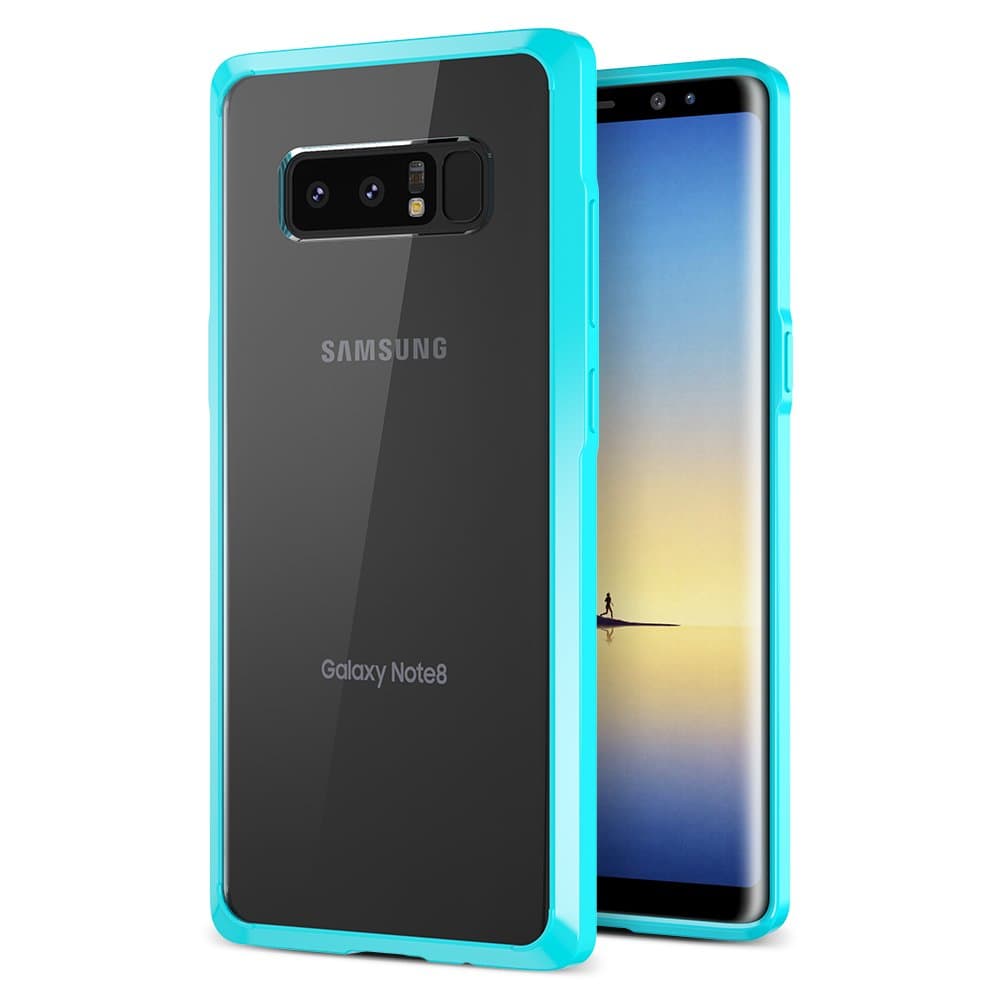 Trianium Note 8 Case, Clarium Series for Samsung Galaxy Note8 Case Clear Hybrid Cover [Scratch Resistant] Ergonomic Cushion Shock-Absorbing TPU Bumper + PC Hard Back Panel - Blue/Clear