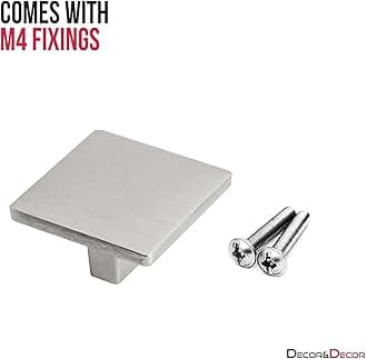 Decoranddecor Calla Square Cabinet Knob Door Pull Handle Kitchen Cupboard Furniture Drawer (1 Pack, Brushed Chrome)