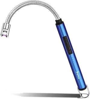 SUPRUS Candle Rechargeable Electric Arc Lighter Stainless Steel Housing & Hanging Hook with 360° Flexible Neck (Dark Blue)