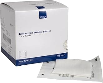ABENA Sterile Gauze (7.5 x 7.5 cm) Non-Woven Fabric | Tablets Sterile Dressing Gauze | Non-Woven Swabs (1 Box = 100 Pieces)