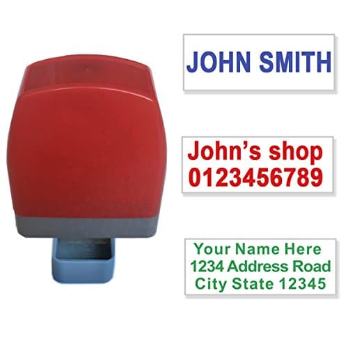 Custom Self Inking Rubber Stamp Customize Name Address Pre-Inked Stamp. 1 to 3 Lines. 8 Colors.