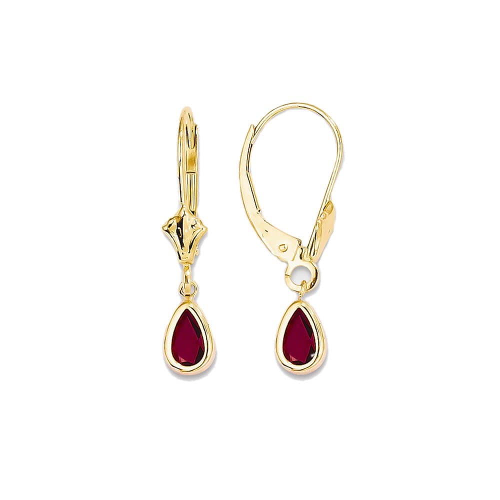 14k Yellow Gold Ruby Dangle Earrings