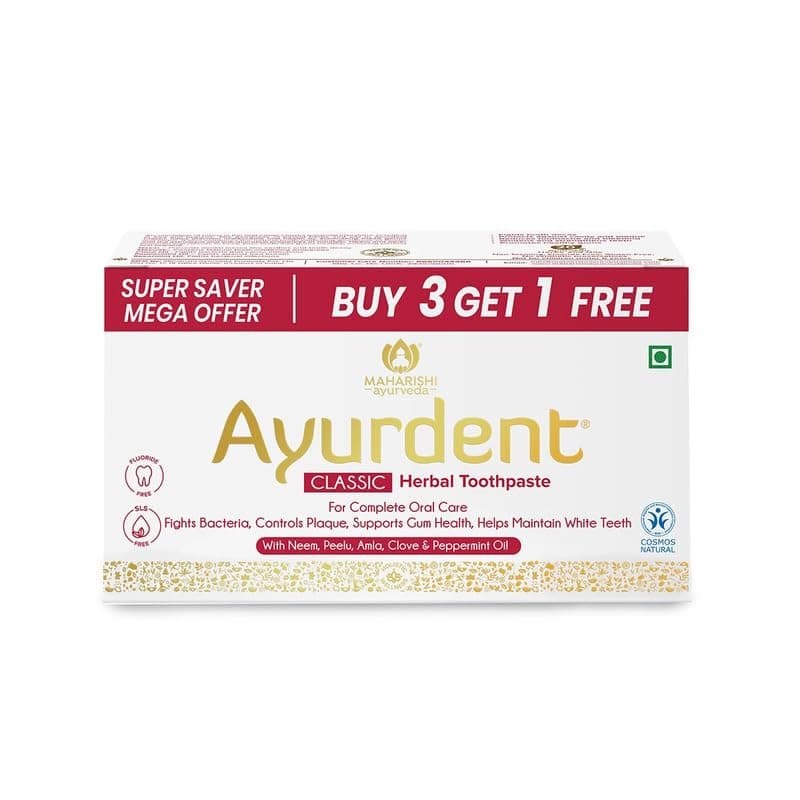 Ayurdent Classic Toothpaste Combo Pack | Unique Saliva Balancing Formula |For Toothache, Bleeding Gums, Sensitivity, Cavities, Plaque & Bad breath | Non Foaming, SLS & Fluoride Free