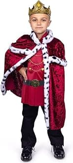 Dress Up America Unisex Kids Regal Prince Costume Set Dress Up America King Costume for Boys - Regal Prince Costume Set - Kids Royal King Outfit (pack of 4)