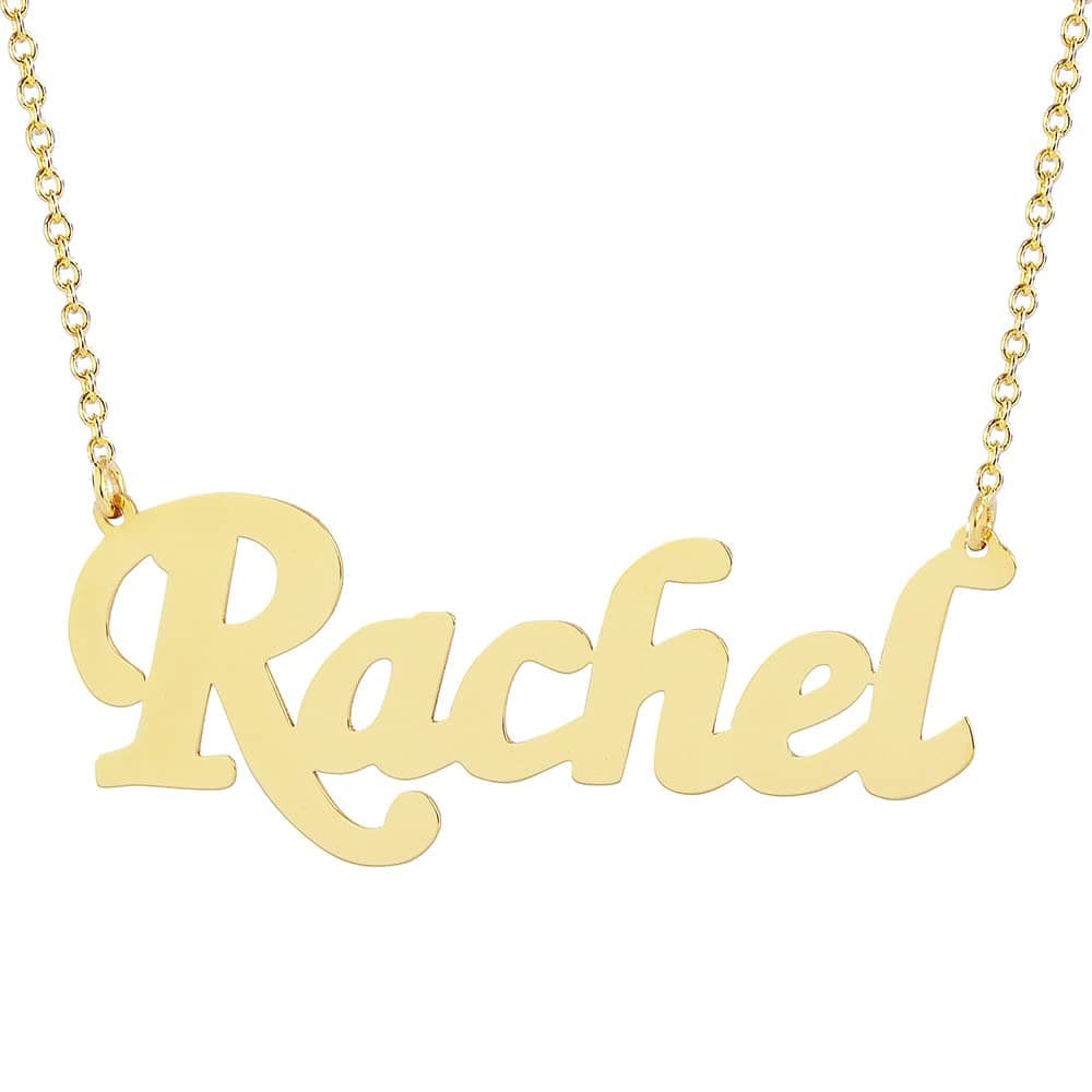 Solid 10k Yellow Gold Name Necklace Script Font Personalized Laser Cut Fine Jewelry