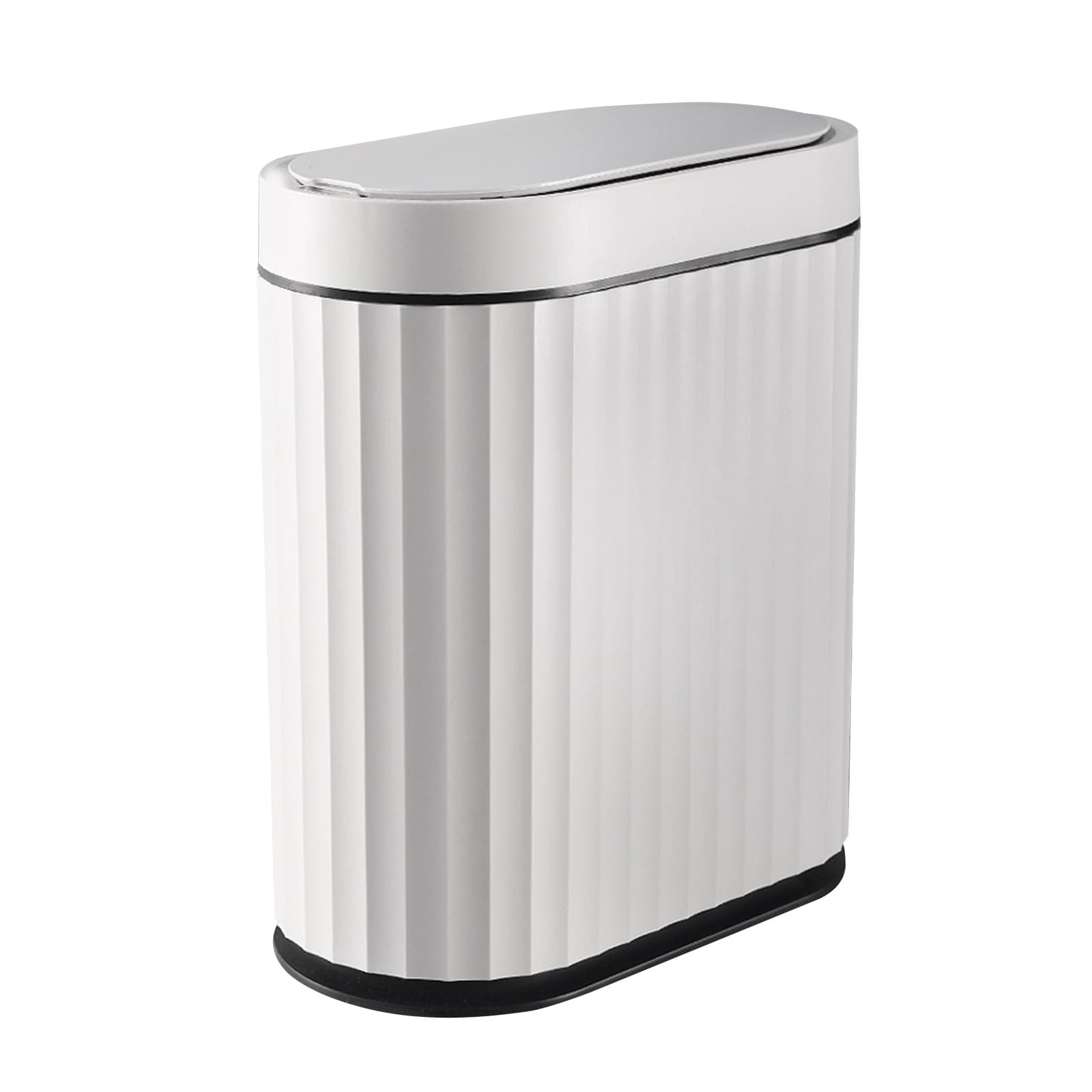 ELPHECO Bathroom Trash Can with Lid 2 Gallon Small Sensor Garbage Can, 9 Liter Slim Smart Trash Bin, Waterproof Automatic Wastebasket, Narrow Plastic Garbage Bin for Bathroom, Black and White