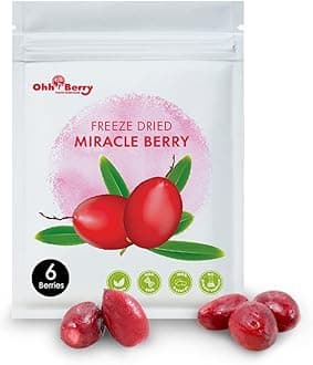TOP&TOP TOPS IS NOT ENOUGH Oh Berry Miracle Berries [All 6], Miracle Berry Are 100% Natural Freeze Dried Fried Snacks to Turn Sour Into Sweet and Reduce Sugar Use for Health