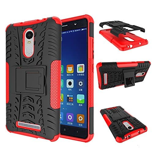 Xiaomi Redmi Note 3 Case Armor DWaybox 2in1 Combo Hybrid Rugged Heavy Duty Hard Back Cover Case with kickstand for Xiaomi Redmi Note 3 / Redmi Note 3 Pro 5.5 Inches (Red)