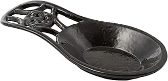 JOGREFUL Spoon Rest, Cast Iron Spoon Holder for Cooking/Stove Top/Kitchen Counter, Heat-Resistant Utensil Rest for Spoons/Ladles/Tongs, Housewarming Vintage Decor, Coin Pattern, Coffee Gold