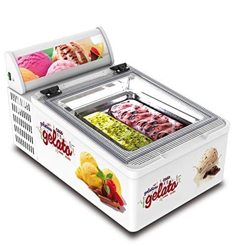 151-1 Ice Showcase Mini Cream 2 V LED Lit with Advertising Frame