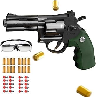 Moonmen Foam Blaster Sets, EVA Safety Shell Ejecting Blaster with Magazine, Birthday Gift Toy for Children (Auto Trigger - Revolver Green)