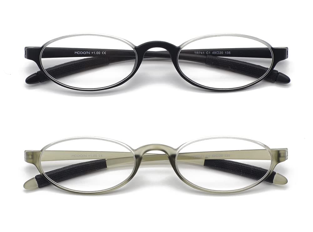 Flexible Reading Glasses Lightweight Slim Stylish Reader,Half Moon Round Frame Stylish Magnification for Men and Women