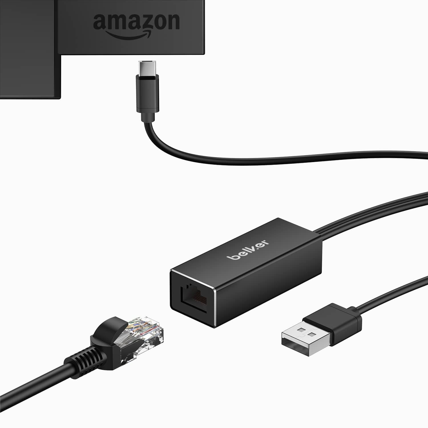 Belkertech Ethernet Adapter, USB Network Adapter/Micro USB to Rj45 Ethernet Adapter, USB to Rj45 Cable for Fire TV Stick, All-New Fire TV, Chromecast Ultra Audio Etc