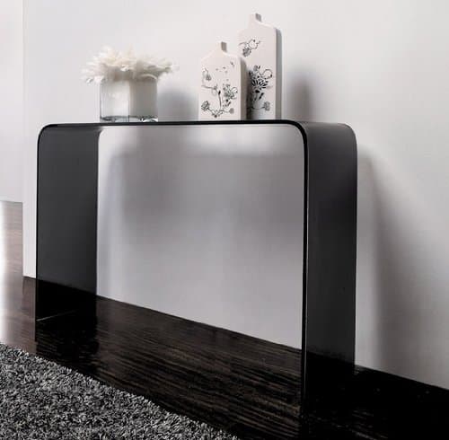 interiorsonline Smoked Glass Console Table Rounded Corners