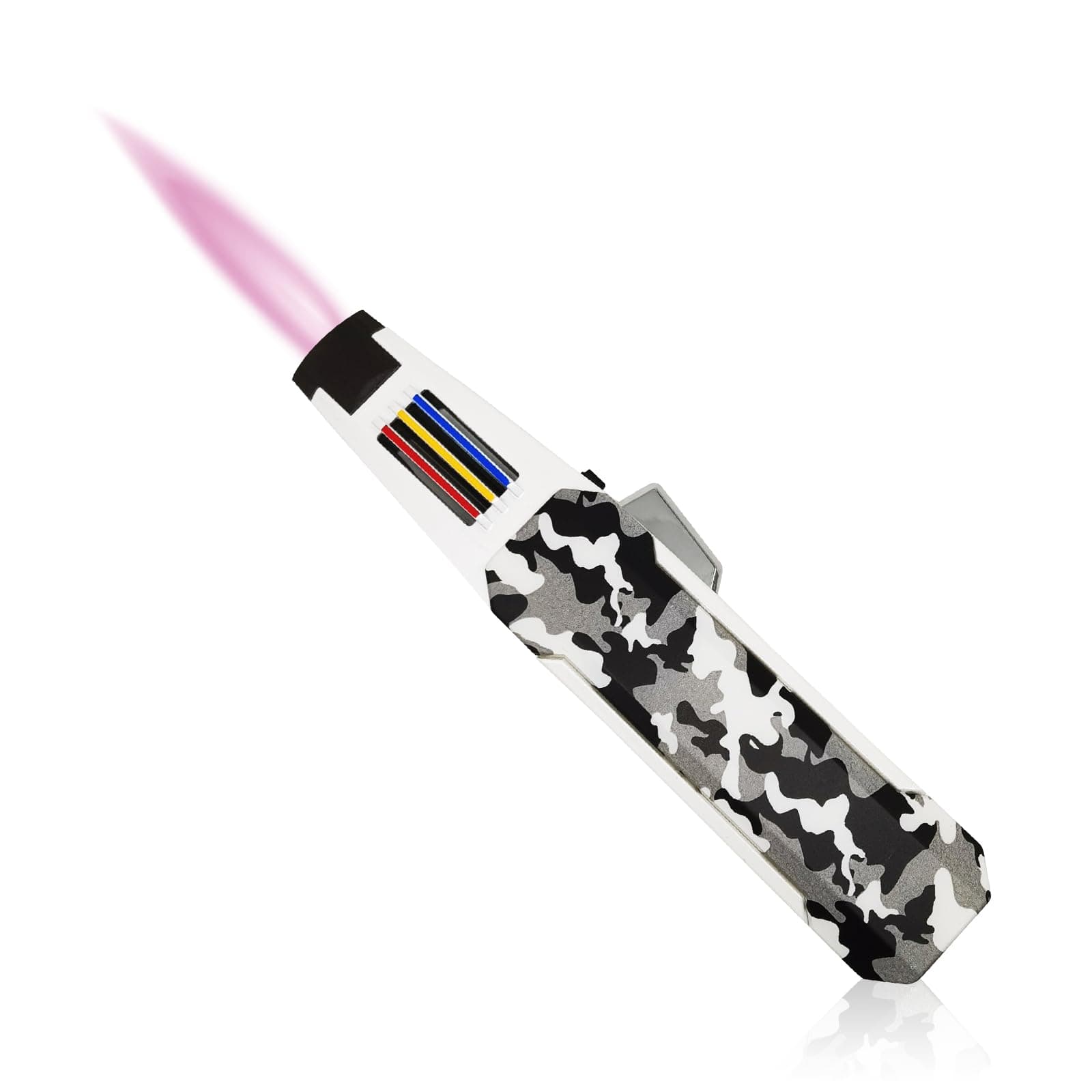 JOBON Solar Beam Torch, Adjustable Lockable Firepower Butane Refillable Jet Flame Lighter for Baking Kitchen Grill BBQ Camping (Gas Not Included) (Pink Flame-Camouflage)