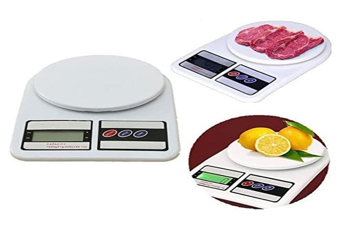 OddBitsnBobs Great Value Kitchen Scale 10Kg x 1g SF-400 ABS Plastic LCD Large Capacity Kitchen Diet Food Digital Scale White