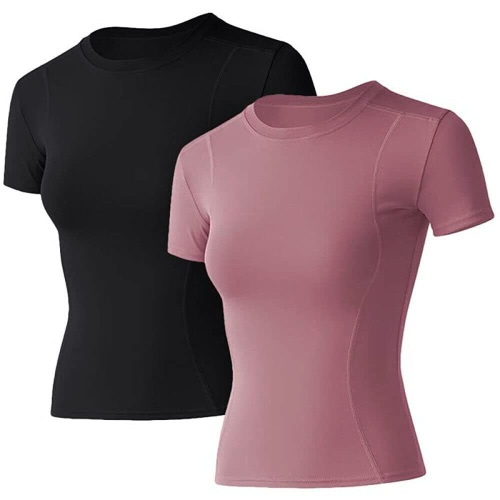 Women Workout Shirts 1/2/3 Pack Athletic Compression Tee Dry Fit Yoga Gym Basic Tops