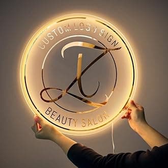 Homelyarts Neon BusinessLogo, Acrylic Custom Logo, 3D LED Logo, Wall Shop Signage, Neon Signs For Office Decor, Beauty Salon Sign,Wall Backlit Sign 12X12 Inchs