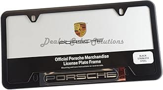 Genuine OEM PORSCHE Stainless Steel Nameplate License Frame - MATTE BLACK FINISH