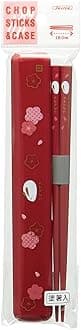 Skater Japanese Rabbit Blossom Chopstick and Case, Red