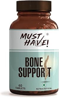 MUST HAVE!Bone Support includes Bioavailable Calcium| Vit D3| Vit K2| Magnesium| Zinc| Selenium| Boron| Hadjod| Helps in Bone Density, Joint Mobility & Muscle Relaxation-Vegetarian Tablets 60 Nos