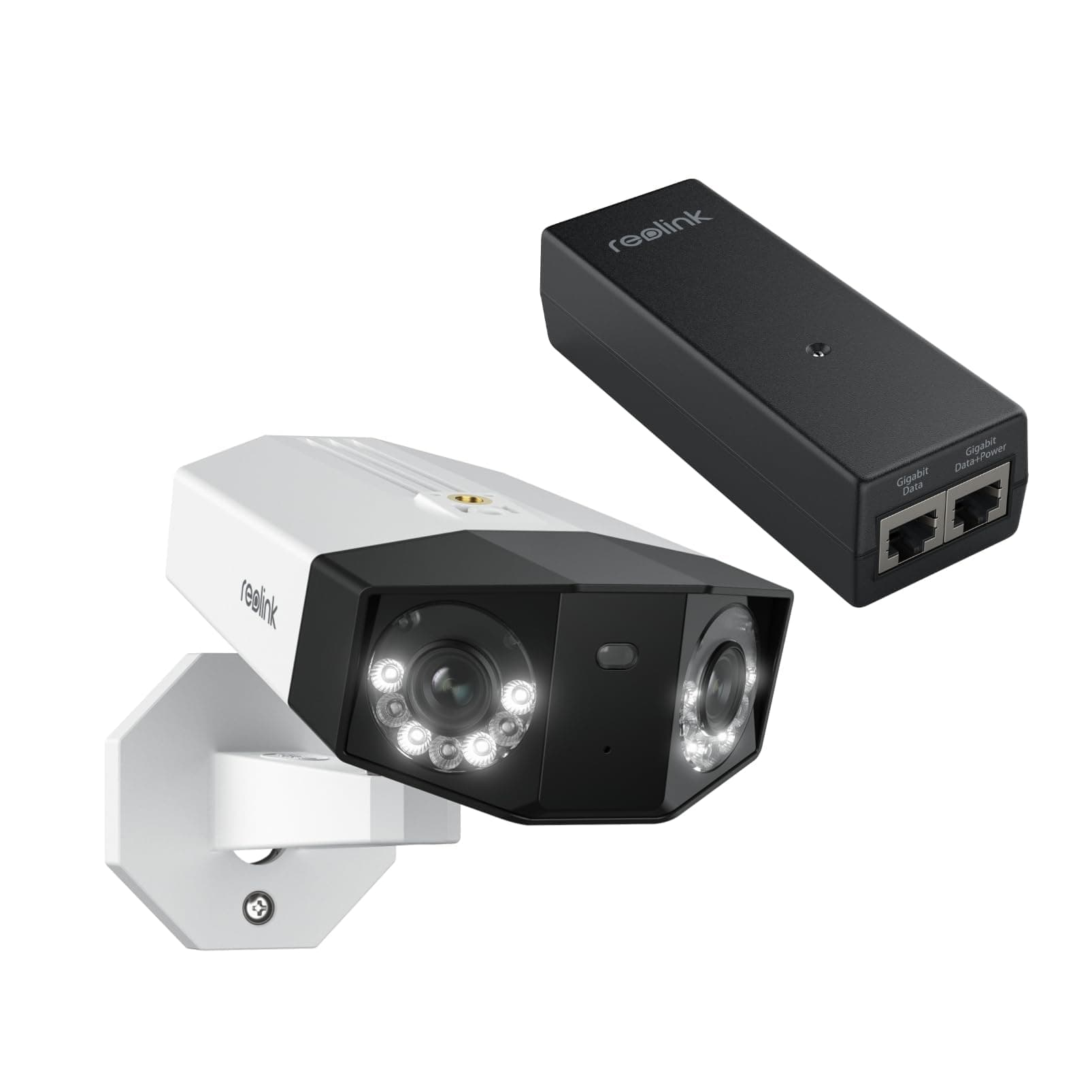 Duo 3 PoE Bundle PoE Injector, One Cable Offer Both Power and Data, 16MP UHD Dual-Lens, 180° Panoramic View, Motion Track, F1.6 Color Night Vision Security Camera System