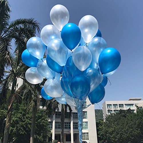 100 Pack 12" White & Dark Blue & Light Blue Balloons, Valentines Day Party Decorations, Helium Balloons Thick Latex Balloon for Carnival Festival Birthday Party Easter Mother's Day Party Supplies