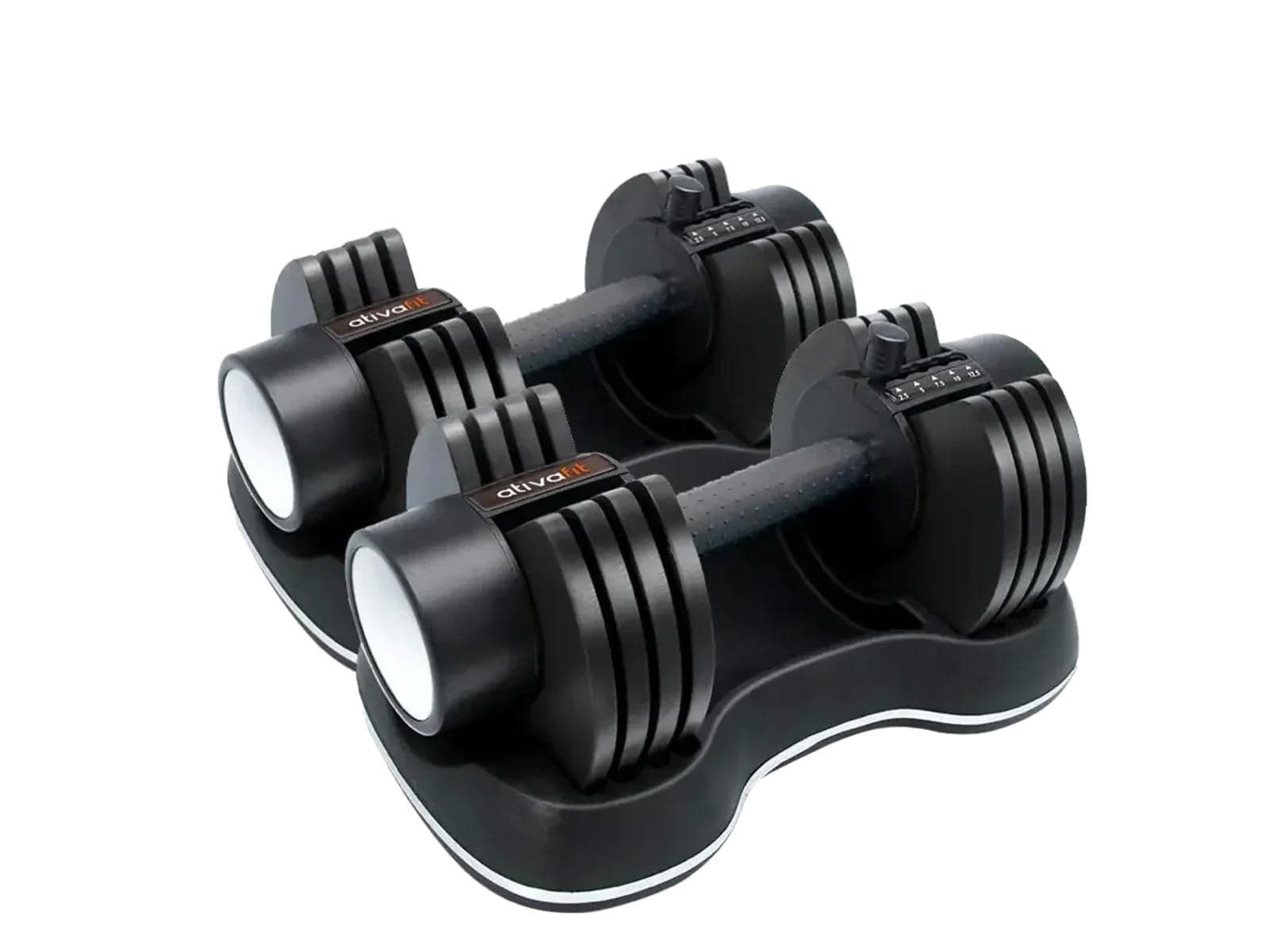 ATIVAFIT Adjustable Dumbbell Set 25 LB Pair with Storage Box, 5-in-1 Free Weights with Quick Dial, Safety Lock & Anti-Slip Grip, Space-Saving Home Gym Equipment for Strength Training