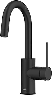 Oletto Single Handle Kitchen Bar Faucet with QuickDock Top Mount Installation Assembly in Matte Black, KPF-2600MB