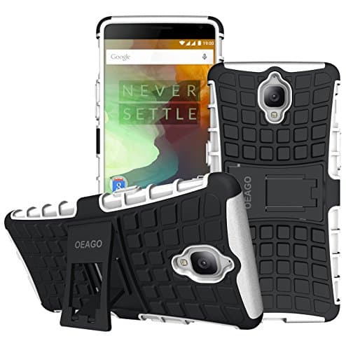OnePlus 3T Case, OnePlus 3 Case OEAGO [Shockproof] Tough Rugged Dual Layer Protective Case with Kickstand for OnePlus 3T / OnePlus 3 - White